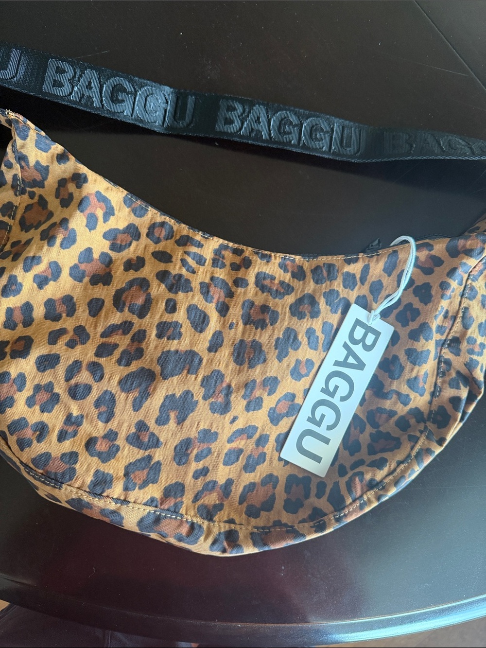 BAGGU Leopard-Print Belt Bag in Brown and Black
